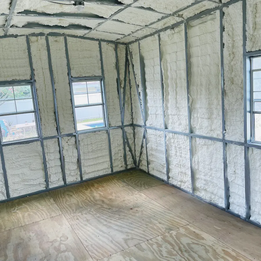 Closed-cell spray foam insulation applied to wall cavities in a residential project in Lower Paxton