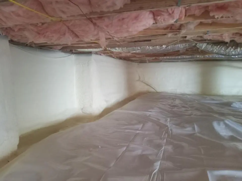 Crawl space encapsulation with closed-cell spray foam for Storm Damage Roof Repair in Lower Paxton